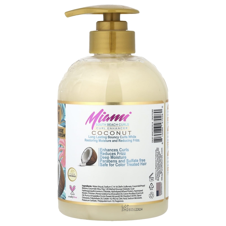 Okay Pure Naturals, Miami South Beach Curls, шампунь для улучшения локонов, кокос, 473 мл (16 унций)