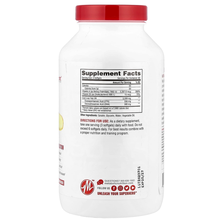Metabolic Nutrition, Fish 3000™, 180 капсул (1000 мг в 1 капсуле) (Товар снят с продажи) 