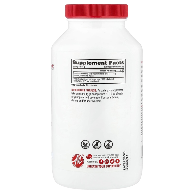 Metabolic Nutrition, BCAA, без добавок, 300 г (10,58 унции)