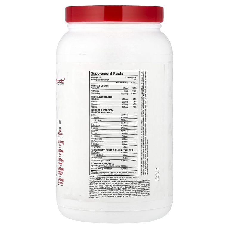 Metabolic Nutrition, Hydra EAA, фруктовый пунш, 1000 г (35,2 унции)
