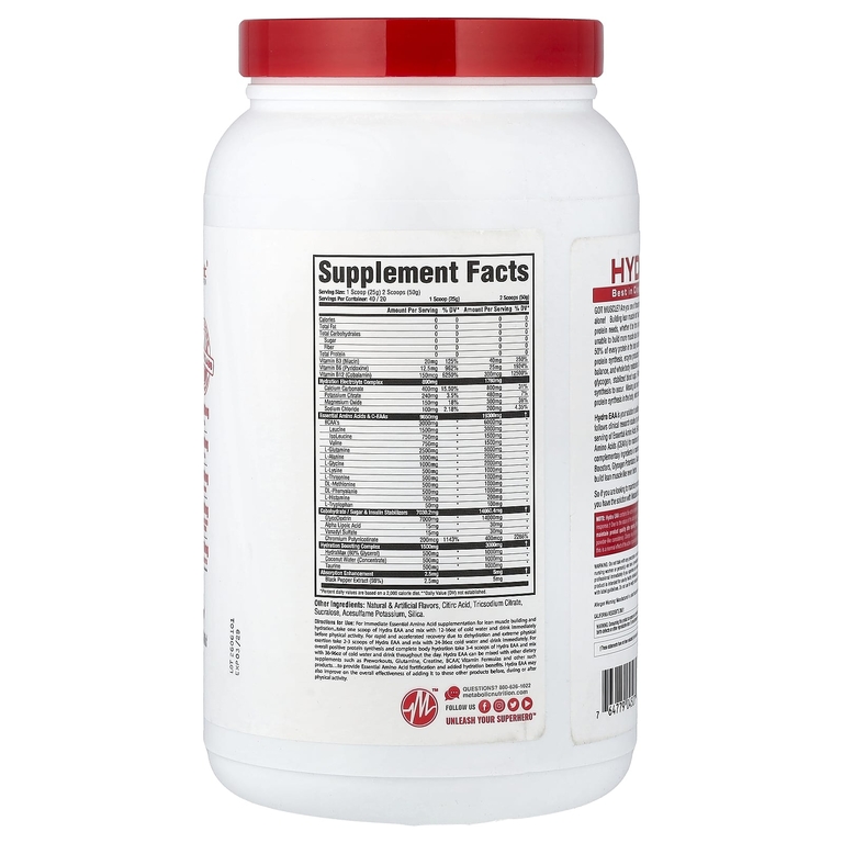 Metabolic Nutrition, Hydra EAA, голубая малина, 1000 г (35,2 унции)