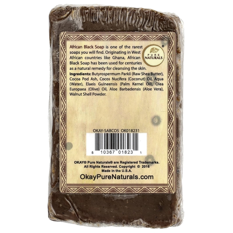 Okay Pure Naturals, Африканское черное мыло, кокос, 156 г (5,5 унции)