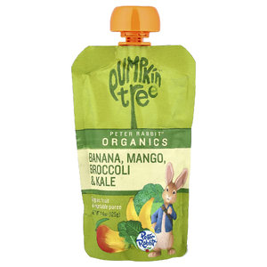 Pumpkin Tree Organics, Peter Rabbit™ Organics, пюре из органических фруктов и овощей, банан, манго, брокколи и кудрявая капуста, 125 г (4,4 унции) (Товар снят с продажи) 
