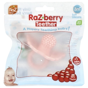 RaZbaby, малина, для зубов, от 3 месяцев, розовый, 1 шт.