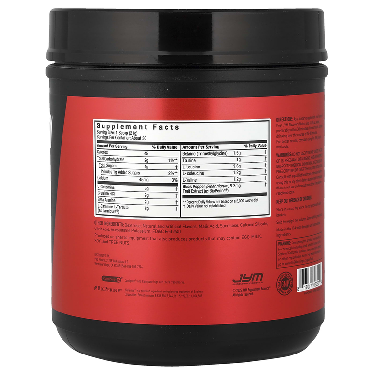 JYM Supplement Science, После JYM® BCAA + матрица восстановления, арбуз, 630 г (1,4 фунта)