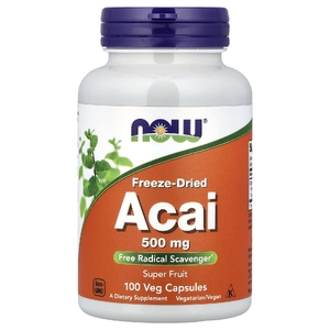 NOW Foods, асаи, сублимированные, 100 вегетарианских капсул (500 мг в 1 капсуле)