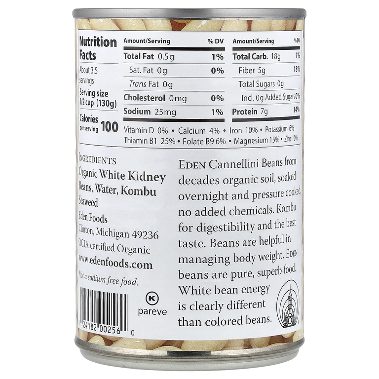 Eden Foods, органическая белая фасоль каннеллини, 425 г (15 унций)
