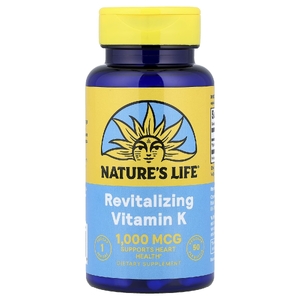 Nature's Life, восстанавливающий витамин K, 1000 мкг, 50 растительных капсул