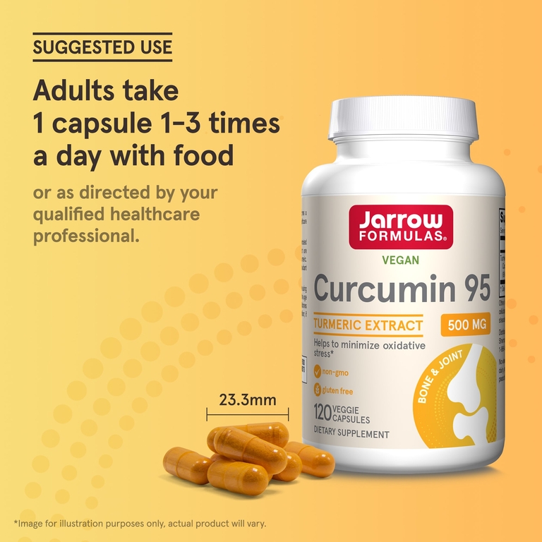 Jarrow Formulas, куркумин 95, экстракт куркумы, 500 мг, 120 растительных капсул