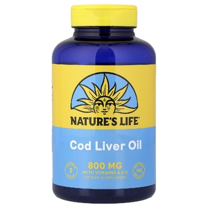 Nature's Life, масло печени трески, витамины A и D, 180 капсул