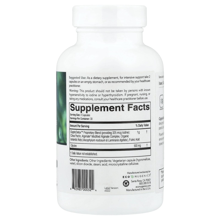 Econugenics, GlyphoDetox™, добавка с глифосатом и пестицидами, 60 вегетарианских капсул