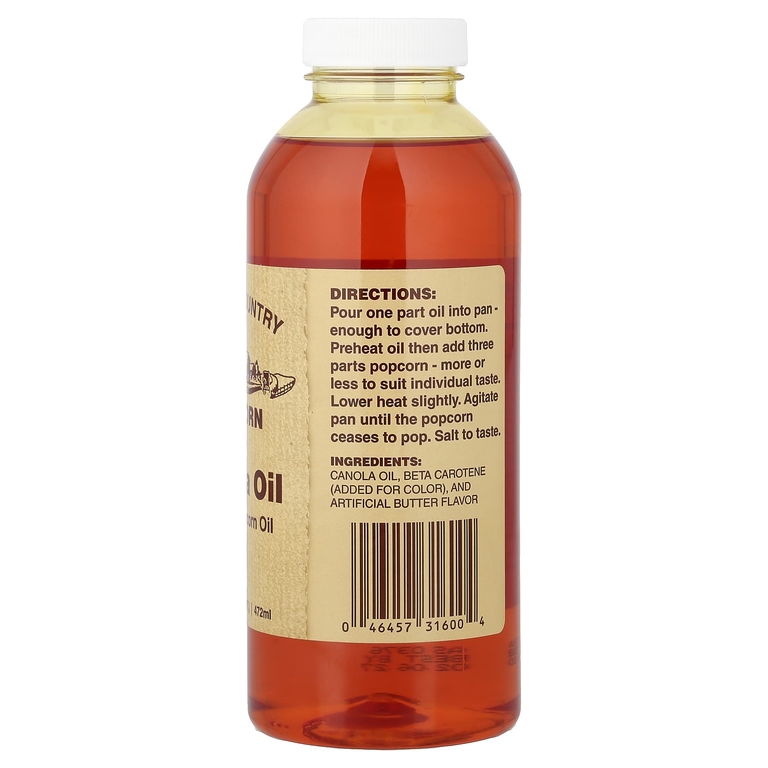 Amish Country Popcorn, Buttery Popcorn Oil, масло канолы, 472 мл (16 жидк. унц.)