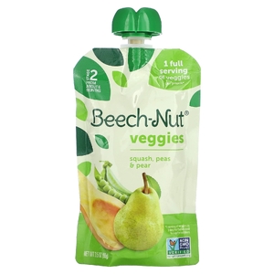 Beech-Nut, Veggies, от 6 месяцев, тыква, горох и груша, 99 г (3,5 унции) (Товар снят с продажи) 