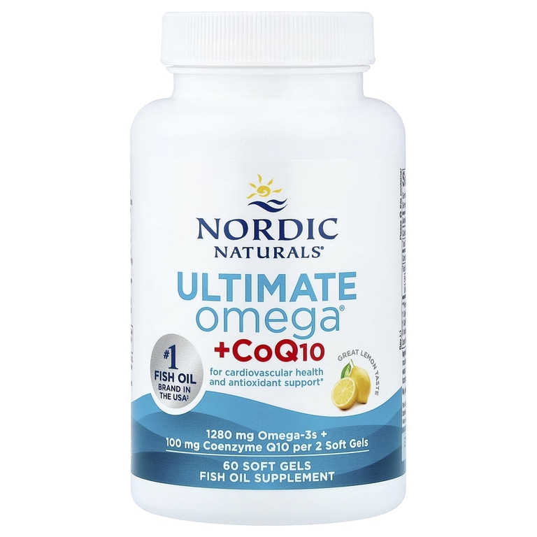 Nordic Naturals, омега-3 с коэнзимом Q10, со вкусом лимона, 60 желатиновых капсул