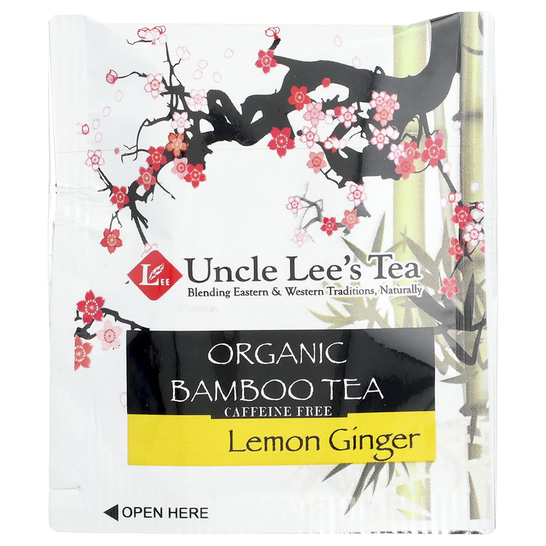 Uncle Lee's Tea, органический бамбуковый чай, лимон и имбирь, без кофеина, 18 чайных пакетиков, 28,8 г (1,02 унции)