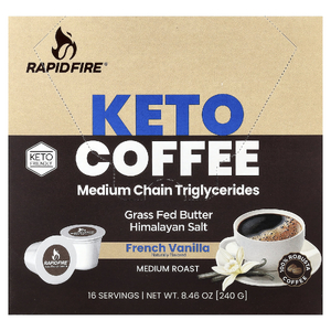 RAPIDFIRE, Ketogenic Coffee Pods, французская ваниль, средней обжарки, 16 капсул, 240 г (8,48 унции) (Товар снят с продажи) 