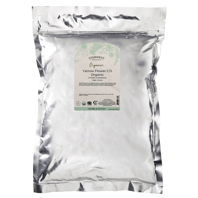 Starwest Botanicals, органические цветы тысячелистника, нарезанные и просеянные, 453,6 г (1 фунт)