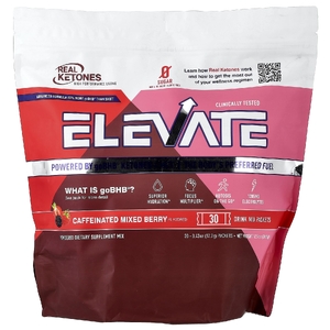 Real Ketones, Elevate, ягодный коктейль с кофеином, 30 пакетиков смеси для приготовления напитка, 12,2 г (0,43 унции) каждый