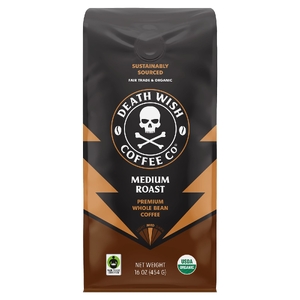 Death Wish Coffee, Цельные бобы, средней обжарки, 454 г (16 унций)