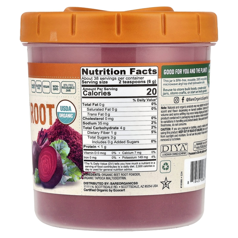 BareOrganics, Порошок из органической свеклы, 227 г (8 унций)