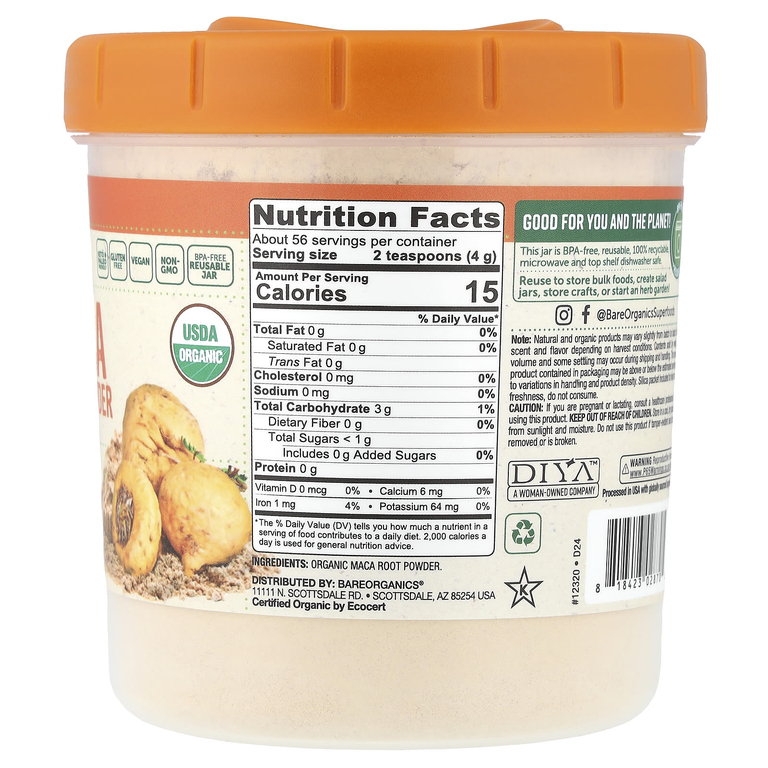 BareOrganics, Органический порошок из корня маки, 227 г (8 унций)