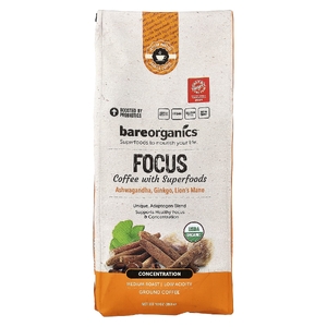 BareOrganics, Focus кофе с суперфудами, молотый, средней обжарки, 283 г (10 унций)