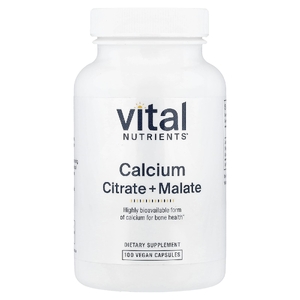 Vital Nutrients, Цитрат кальция и малат, 300 мг, 100 веганских капсул (150 мг в каждой капсуле)