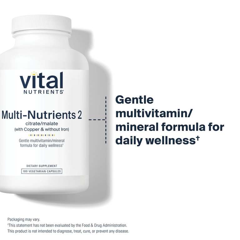Vital Nutrients, Мульти питательные вещества цитрат / малат (с медью и без железа), 180 вегетарианских капсул
