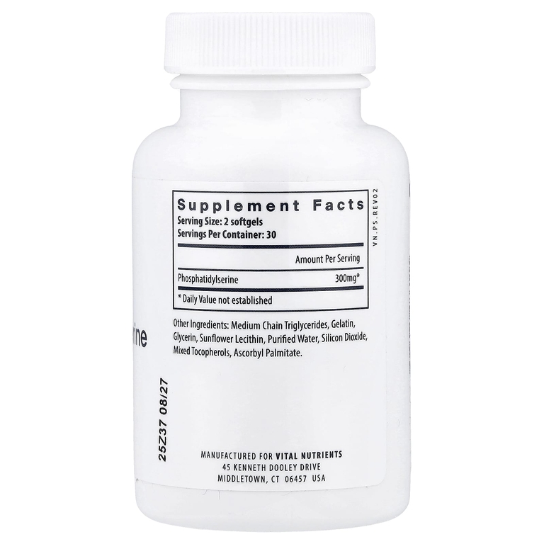 Vital Nutrients, фосфатидилсерин, 60 капсул (150 мг в каждой)