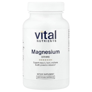 Vital Nutrients, цитрат магния, 100 веганских капсул (150 мг в 1 капсуле)