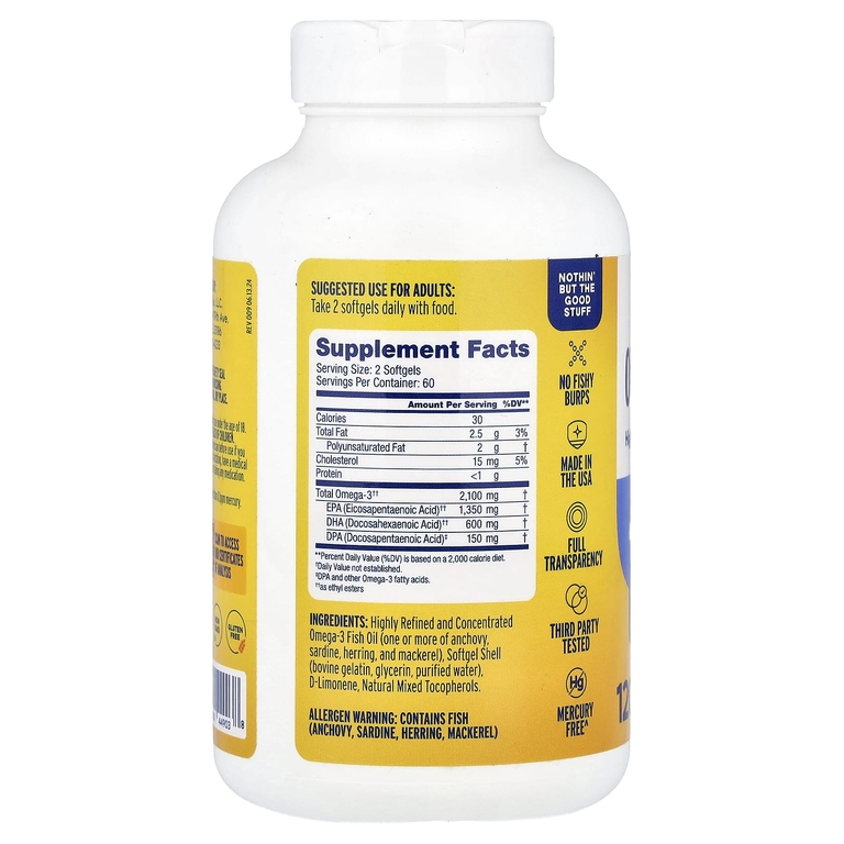 OceanBlue, Professional, омега-3 2100®, высокоэффективный продукт, апельсин, 120 капсул (1050 мг в 1 капсуле)