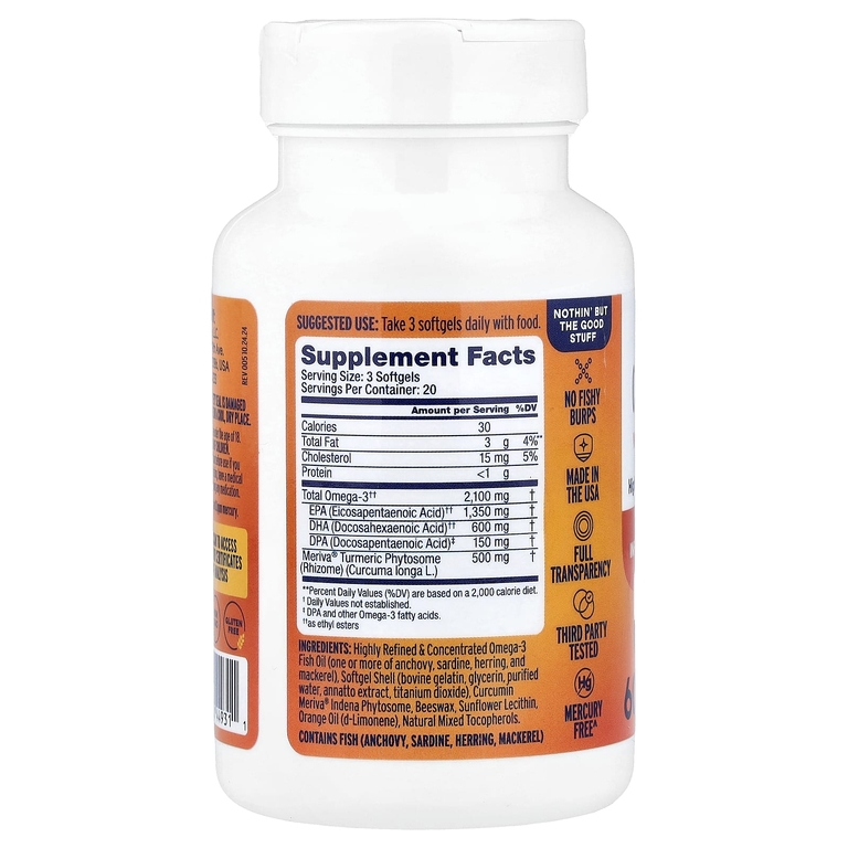 OceanBlue, Professional, Omega-3 2100® с куркумой и апельсиновым вкусом, 60 капсул