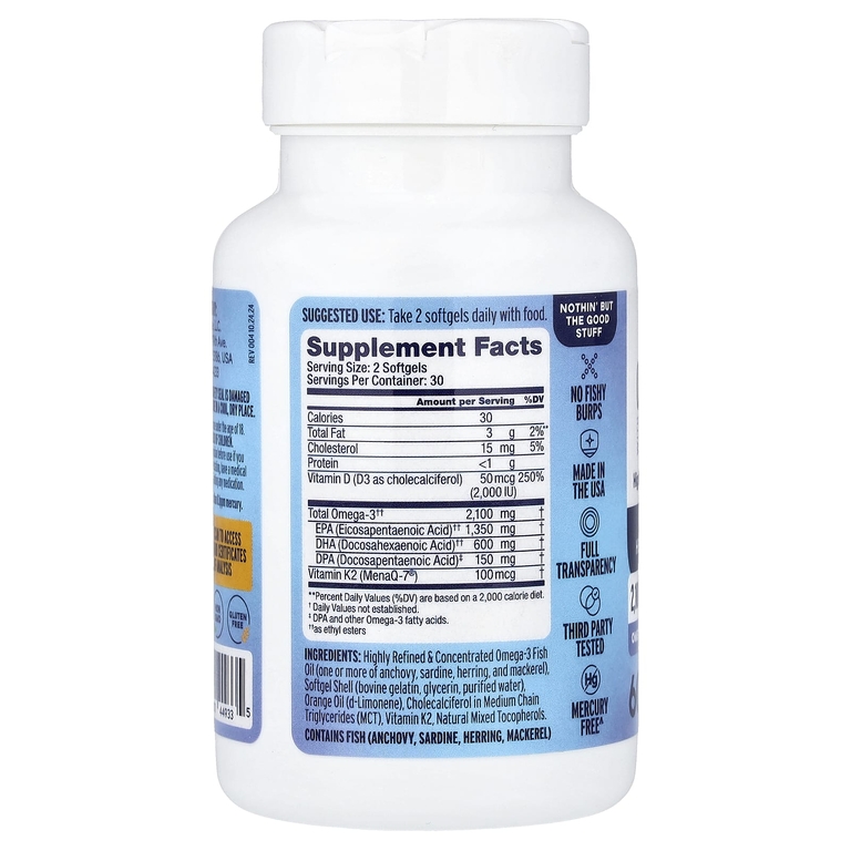 OceanBlue, Professional, Omega-3 2100® с витаминами K2 и D3, апельсин, 60 капсул