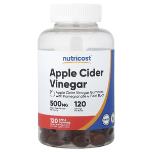 Nutricost, яблочный уксус в жевательных таблетках, со вкусом яблока, 120 жевательных таблеток