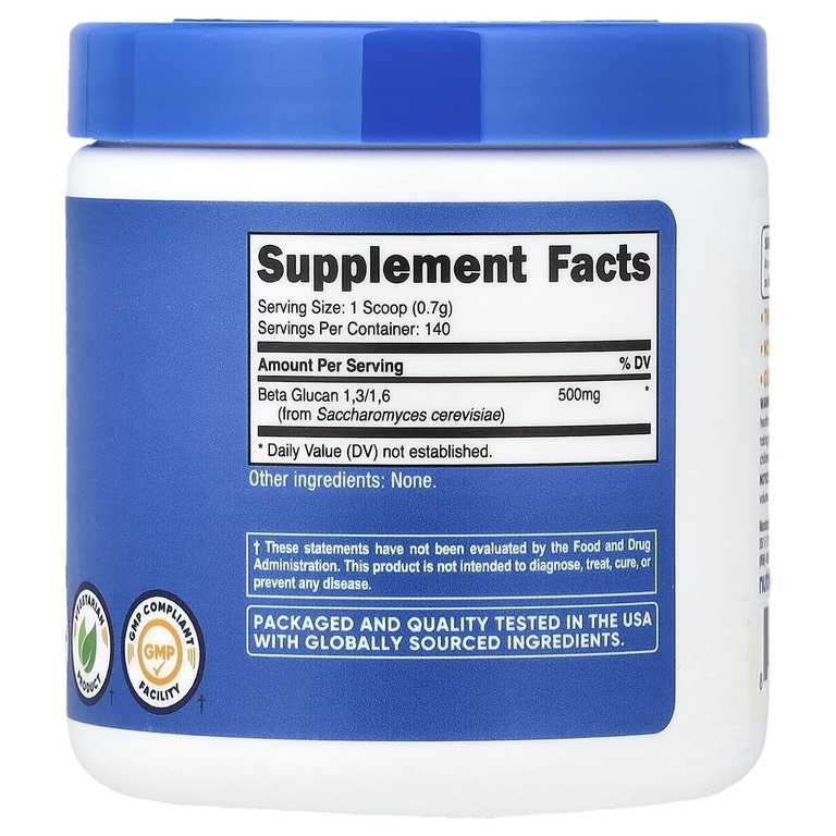 Nutricost, бета-глюкан 1,3/1,6, без добавок, 100 г (3,6 унции)