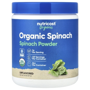 Nutricost, порошок из органического шпината, без добавок, 227 г (8,1 унции)