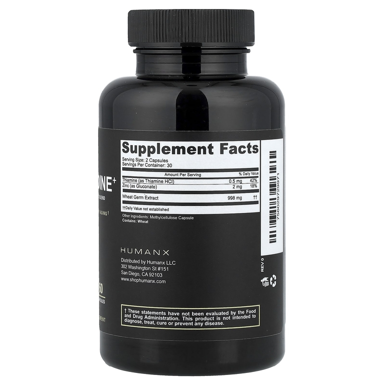 Humanx, Spermidin+, смесь экстрактов зародышей пшеницы, 60 капсул