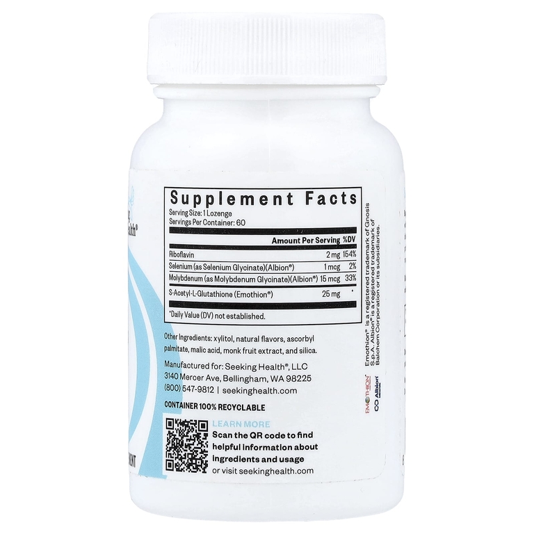 Seeking Health, глутатион с кофакторами, 60 пастилок