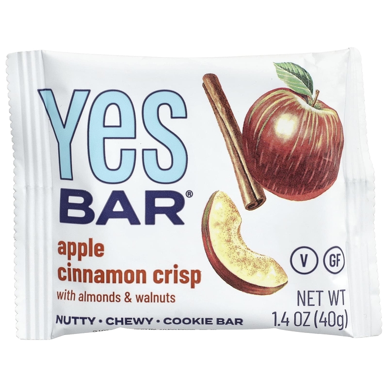 Yes Bar, батончик-снек, хрустящее яблоко и корица, с миндалем и грецкими орехами, 6 батончиков по 40 г (1,4 унции) (Товар снят с продажи) 