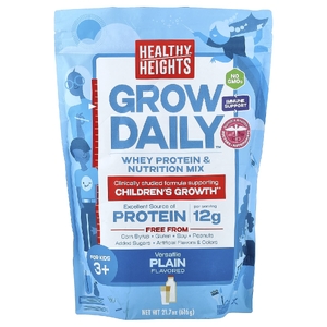 Healthy Heights, Grow Daily, смесь сывороточного протеина и питательных веществ, для детей от 3 лет, без добавок, 616 г (21,7 унции)