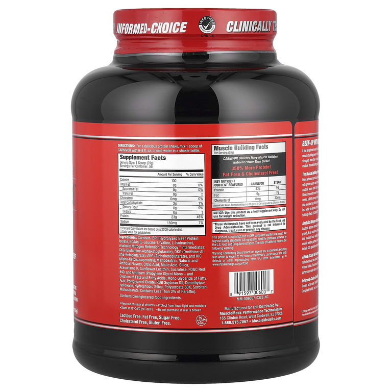 MuscleMeds, Carnivor, изолят говяжьего протеина, полученный с помощью биоинженерии, со вкусом рокет, 1624 г (3,58 фунта)
