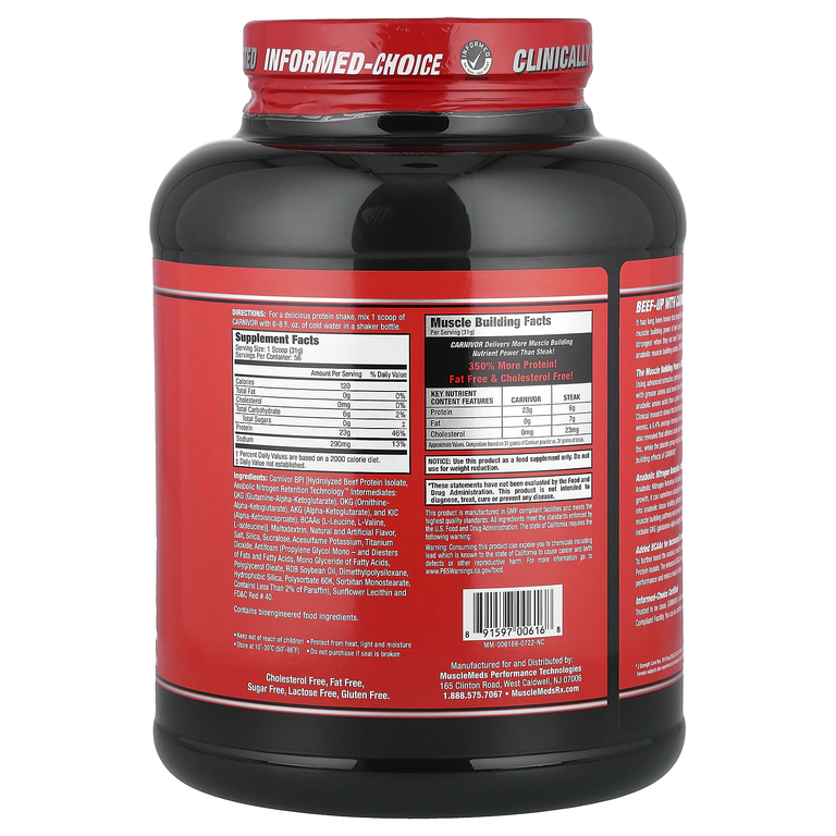 MuscleMeds, Carnivorous, биоинженерийский изолят говяжьего белка, фруктовые хлопья, 1736 г (3,8 фунта)