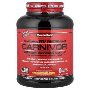 MuscleMeds, Carnivor, изолят говяжьего белка, созданный путем биоинженерии, со вкусом хлопьев для тостов с корицей, 1680 г (3,7 фунта)