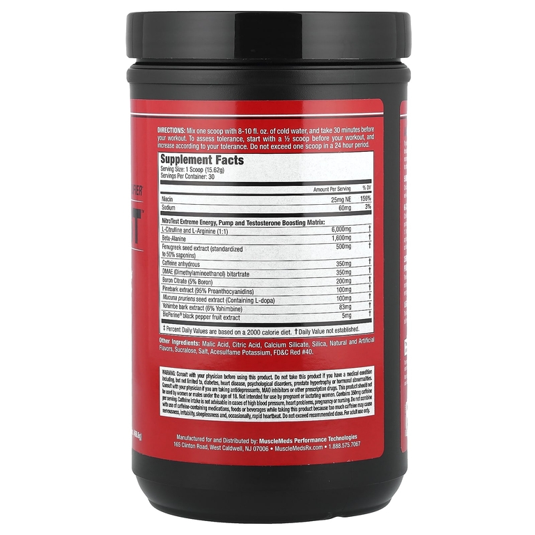 MuscleMeds, Nitrotest, андрогенный предтренировочный комплекс, Rocket Pop, 16,53 унции (468,6 г) (Товар снят с продажи) 