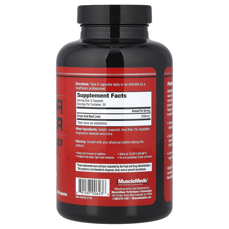 MuscleMeds, Carnivor, говяжья печень, 180 капсул (500 мг на капсулу)