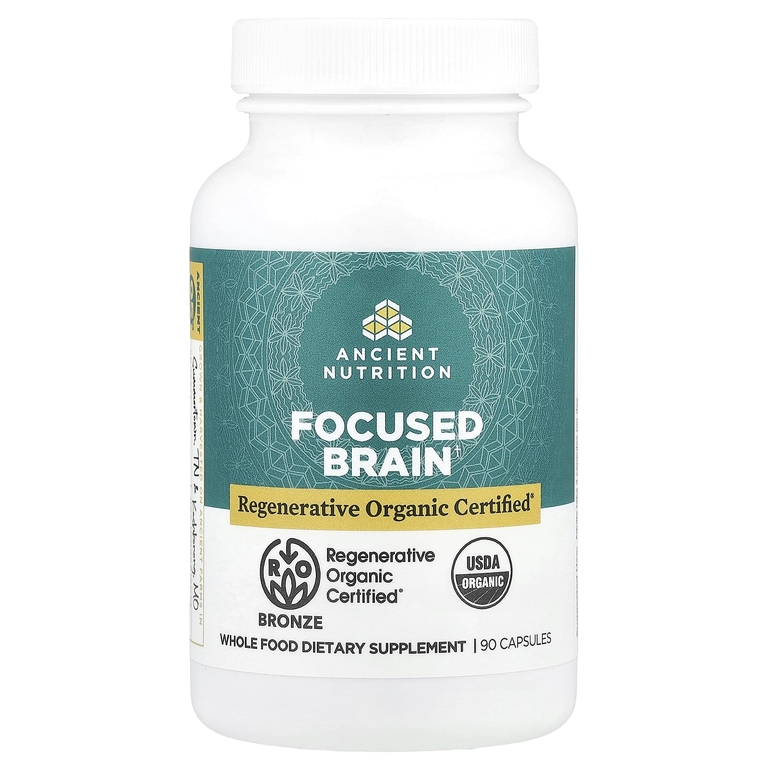 Ancient Nutrition, Focused Brain, мозг, 90 капсул