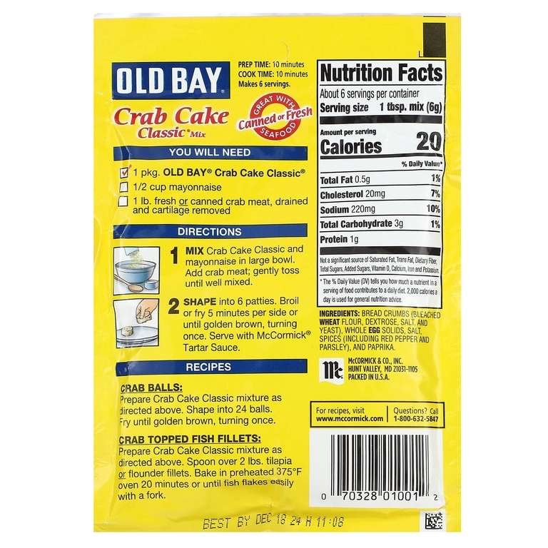 Old Bay, классическая смесь крабового торта, 35 г (1,24 унции) (Товар снят с продажи) 