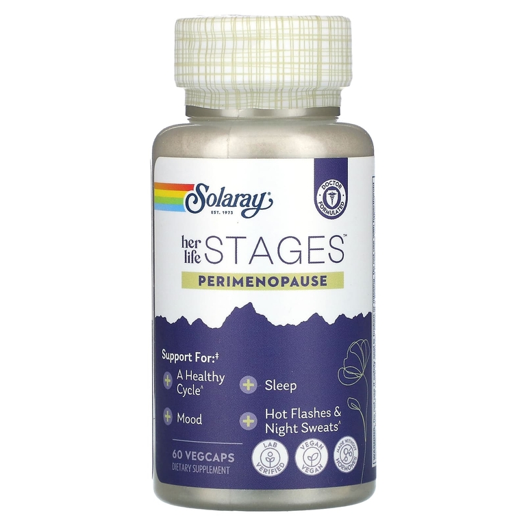 Solaray, Her Life Этажи, Perimenopuase, 60 растительных капсул