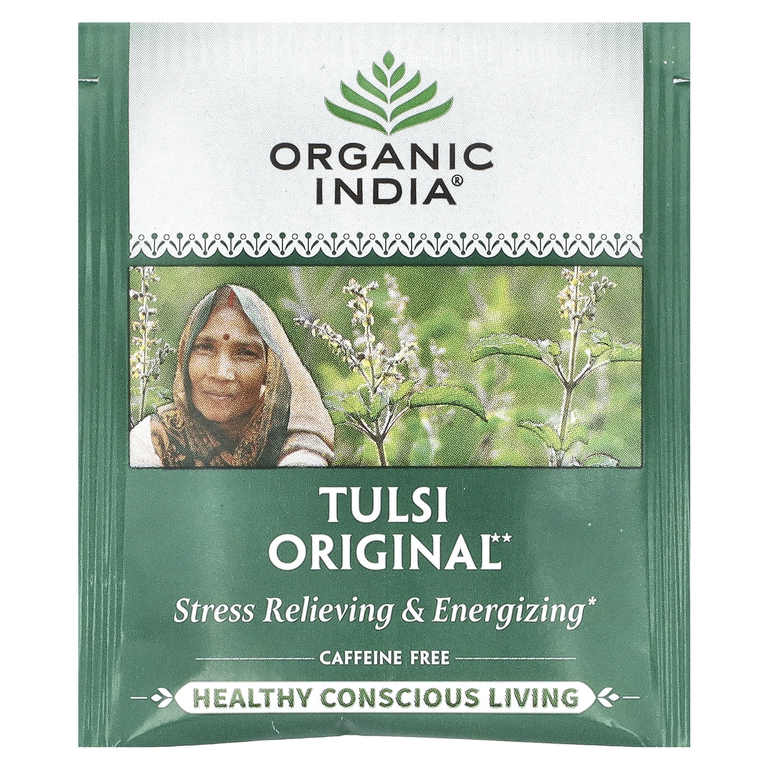 Organic India, оригинальный чай тулси, без кофеина, 18 пакетиков для заваривания, 32,4 г (1,14 унции)