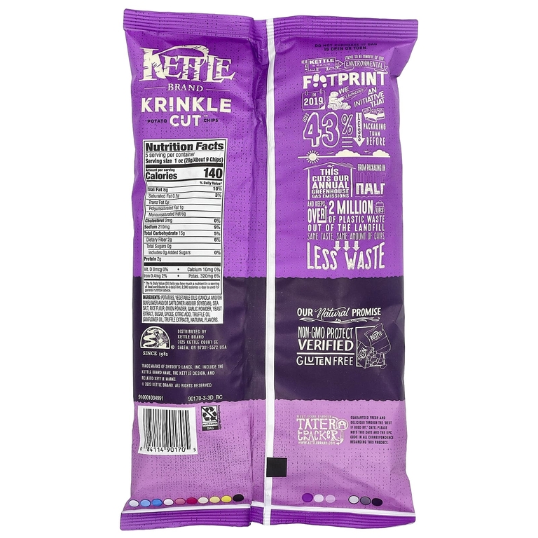 Kettle Foods, Krinkle Cut, картофельные чипсы, трюфельное масло и морская соль, 141 г (5 унций)